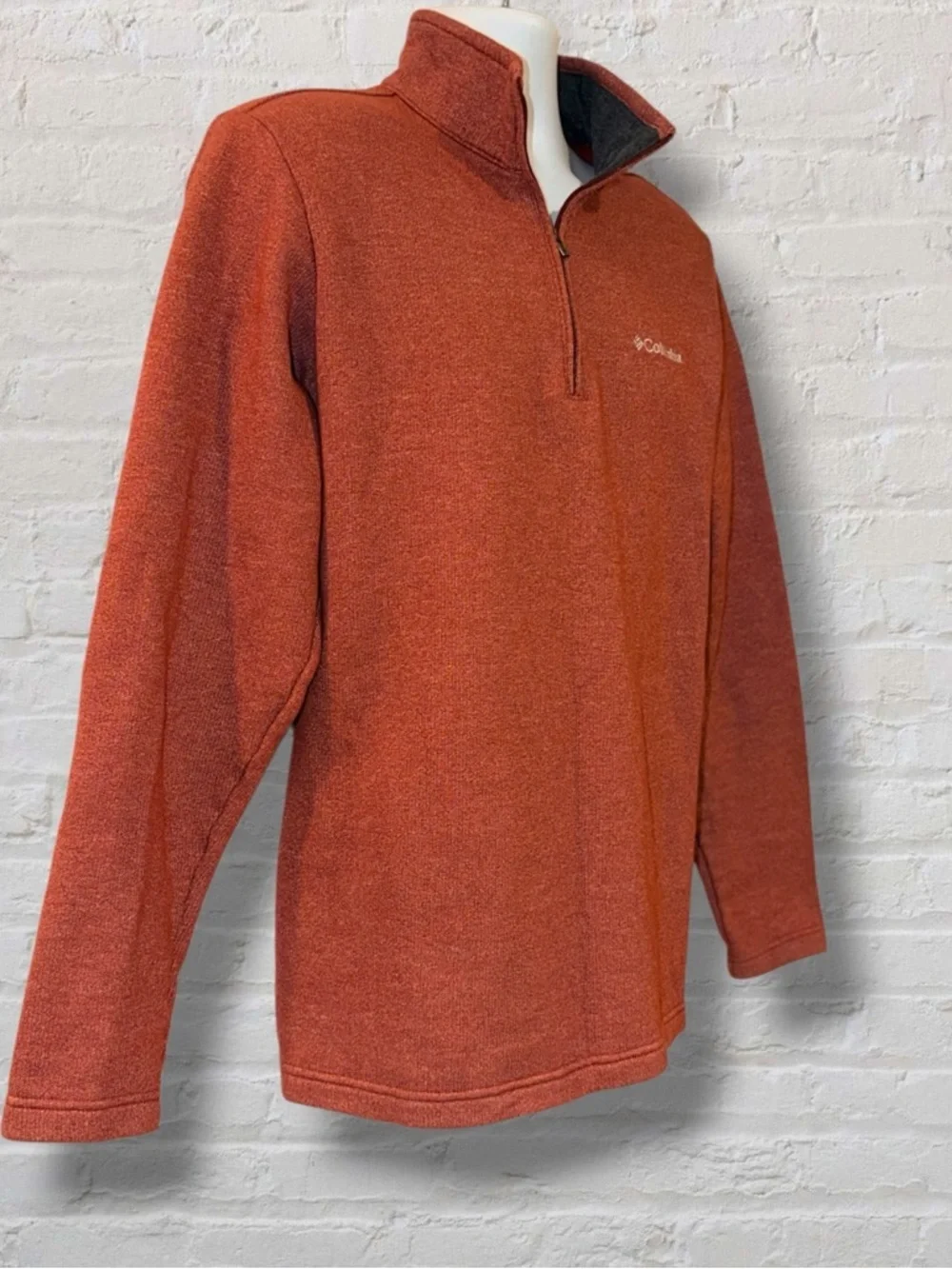 Columbia Fleece Pullover Men’s Medium Orange 1/4 Zip Sweater Hiking Casual